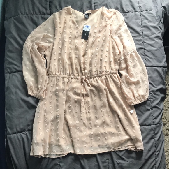ROBERT LOUIS Moonlight mini dress raised dot pattern sheer with inner lining 1X - Picture 1 of 12